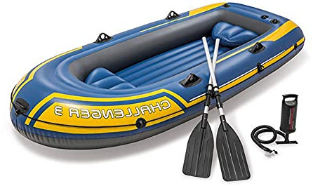 CCKUHN 4-Personen-Schlauchboot-Kanu 【Blau + Grau】 9Ft Floß Aufblasbares Kajak Mit Luftpumpe Seilpaddel 2,3 oder 4 Personen Boot