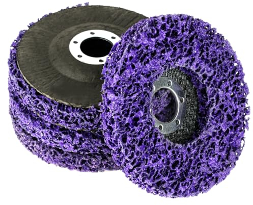 Adiwo CSD Scheibe Schleifscheibe, 4 Stück Ø 125mm Reinigungsscheibe Set Grobschleifscheibe Lila Grobreinigungsscheibe für Winkelschleifer für Oberfläc Henbearbeitung Polieren Rostentfernung