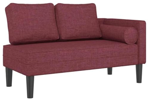 vidaXL Chaiselongue mit Kissen Weinrot Stoff