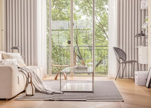 Bishilin Gardinen Blickdicht mit Ösen, Verdunklungsvorhänge Cremeweiß 2er Set Jacquard Modern Einfarbig 132x183CM Chenille Vorhänge Wohnzimmer Jugendzimmer Kinderzimmer
