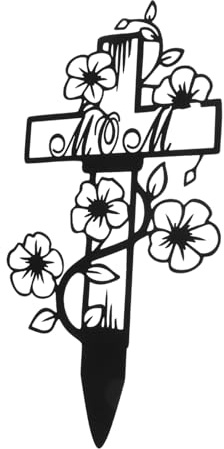 Happyyami 1satz Iron Cemetery Cross Decoration Wetterfester Gartenstecker Für Grabdekoration Eleganter Schwarzer Gedenkpfahl Für Friedhof Einfache Installation Werkzeug