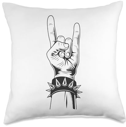 Let's Rock Devil Salute French Fries Fork Metalhand & Roll Throw Pillow