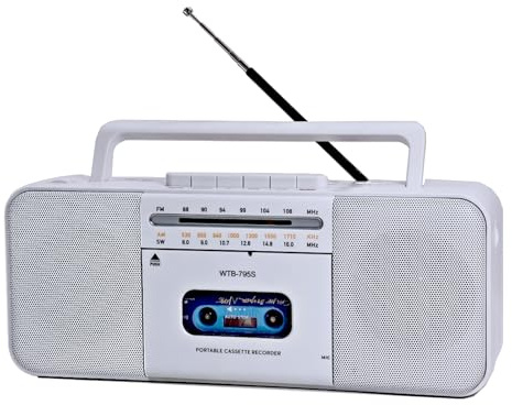 Cassette Tape Player Recorder Boombox with Bluetooth, AM/FM/SW Radio, Record to Cassette/USB/SD, Premium 10W Sound, AC/DC Powered, Portable Cassette Player