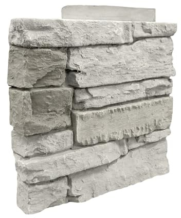 GenStone Faux Stacked Stone Left Corner Panel 12.5 x 11.25 in Arctic Smoke Color for Do It Yourself Friendly Home Improvement Projects