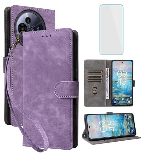 IUQXU RFID Wallet Phone Case for TCL 50 Pro Nxtpaper/TCL 50 Nxtpaper Purple | with Screen Protector,Leather Flip Cover,Card,Kickstand,Women Men Mobile Phone Case for TCL50 Pro Nxtpaper TCL 50Nxtpaper 5G
