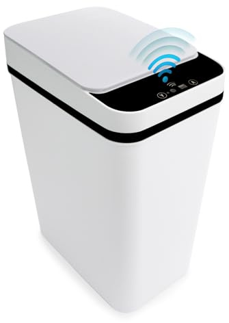 VicBre 12L Sensor Mülleimer mit Deckel, Touchless Wasserdicht Abfalleimer Automatischer Mülltonne für Schlafzimmer, Wohnzimmer,Büro,Küchen (Weiß)