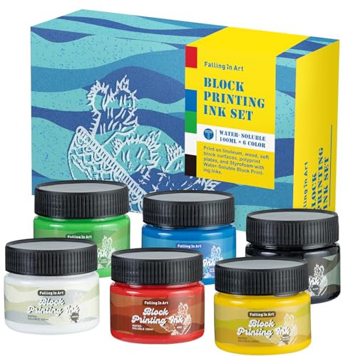 COOZEE Tinta soluble en agua, tinta de impresión de 6 colores para placa de impresión de linóleo, 100 ml