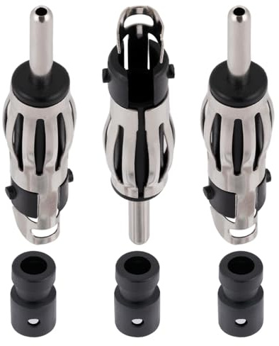 Vecys 3 Pezzi Connettore DIN Autoradio Maschio FM AM Antenna Universale per Auto Spina DIN Connettore in Rame per Cavo Coassiale di Estensione RG58
