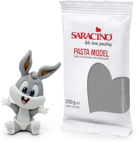 Saracino Zuckerpaste Grau zum Modellieren, 250 g, glutenfrei, hergestellt in Italien