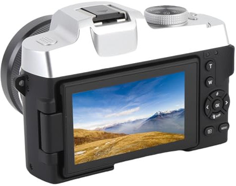 Plyisty Fotocamera Digitale UHD con WiFi, Videocamera per vlog 6K 84MP, Zoom 18X, Messa a Fuoco Automatica, Schermo Orientabile a 180° da 3 Pollici, Fotocamera Punta e Scatta con Flash