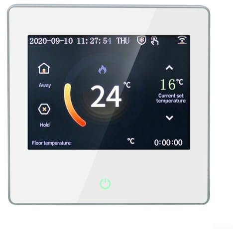 Thermostat intelligent avec écran tactile et connectivité WiFi pour la maison, compatible avec Alexa (chauffage au sol à eau blanc)