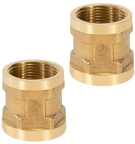 Messing Muffe 1 IG x 1 IG Innengewinde Verbindungsstück, Sechskant Nippel Doppelmuffe，Gewinde Kupplungsstecker, Metall Adapter für Wasser, Luft, Rohranschluss (2 Stück)