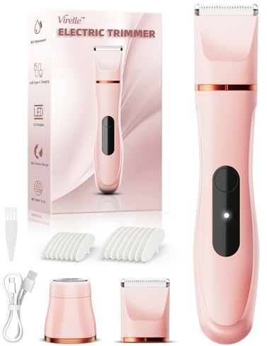 Hair Removal Epilators Bikini Trimmer for Women, Painless Waterproof Electric Foil Shaver Razors for Facial Leg Body Armpit,Cordless Ceramic Blade with USB Charging Dock,Travel Size,Pink