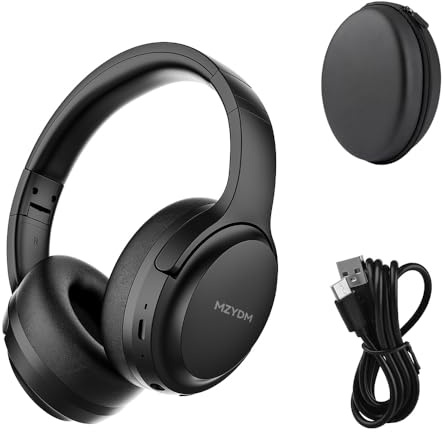 MZYDM Bluetooth Headphones Over Ear, 40 Hours Playtime Wireless Headphones with Microphone,5.3 Bluetooth, HiFi Stereo Foldable Lightweight Headset, for Travel Work Cellphone(Black)