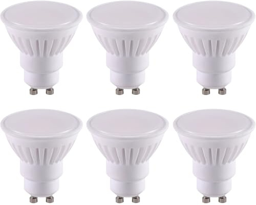WULUN GU10 10W LED-spotlight-lampa, keramisk bas, motsvarande 90 W halogenlampa, 1100LM kall vit 6 000K, AC 85 V - 265 V, 110° strålvinkel, krämvit yta, dimbar, 6 st