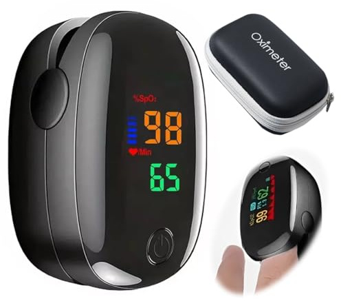 Tomedeks Pulsossimetro da dito ad alta precisione, in grado di misurare con accuratezza i livelli di saturazione dell'ossigeno nel sangue, con borsa di conservazione.