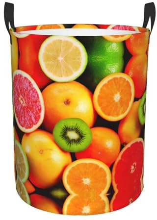 Cesto per la casa con stampa di frutta fresca, comodo, con manici, per ufficio, camera da letto