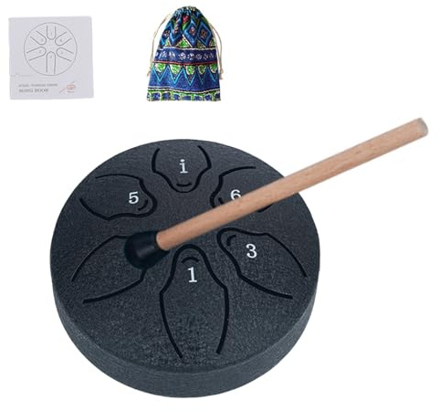 Tambour à langue pour adultes, tambour de méditation à clé A, son éthéré, 6 notes et 7,6 cm, instrument de percussion à main avec maillets livre de musique pour yoga, concerts, éducation musicale