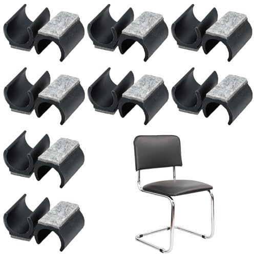16 Stück Stuhlgleiter Freischwinger,25 mm Filzgleiter,Schwarzer Klemmgleiter Für Freischwinger,Mit Filz Grau Klemmschalengleiter Für Schützen Schwingstühle Stühle