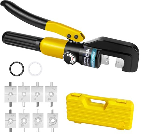 Hydraulische Crimpzange, Manuelles Hydraulisches Elektrokabel-Werkzeugset, Bereich 12 Awg-2/0 Awg, für Elektrische Batteriekabel, Hydraulische Presswerkzeuge, Mit 9 Paar Matrizen