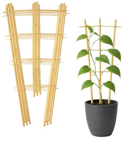 10 Stück Rankgitter Bambus, Rankhilfe Holz für Kletterpflanzen Gurken Tomaten Blumen Tomatenturm - Länge 45 cm (3S, 45 cm)