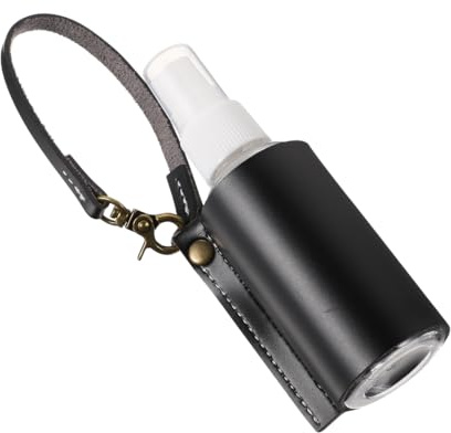 60ml Travel Keychain Bottle Holder with Keychain, Refillable Black | Pu Leather and Pet, Portable for Travel or Everyday Use, Attaches to Bags and Keys