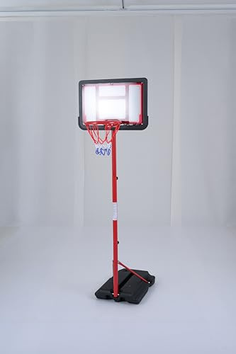 GYMAX Canestro da Basket per Bambini Regolabile in Altezza 95-155 cm con Base Riempibile, Struttura in Metallo, Canestro da Basket su Piedistallo per Bambini, Gioco di Basket Interno ed Esterno