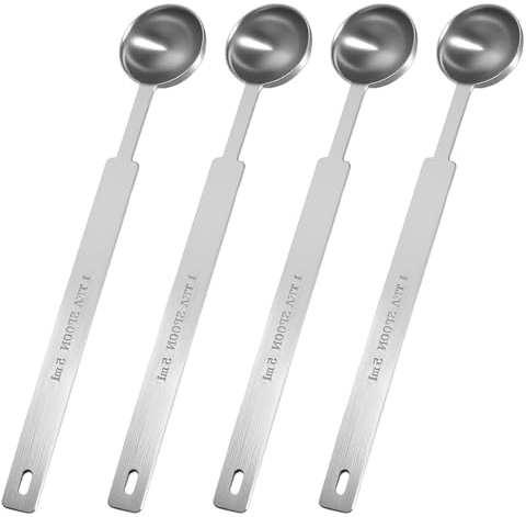 4PCS Tablespoon MeasurinSpoon, 5ml Measuring Spoon, Stainless Steel Teaspoon Measuring Spoons, Long Handle, for Mmeasuring Liquids, Coffee, Tea Powder, Baking Ingredients.