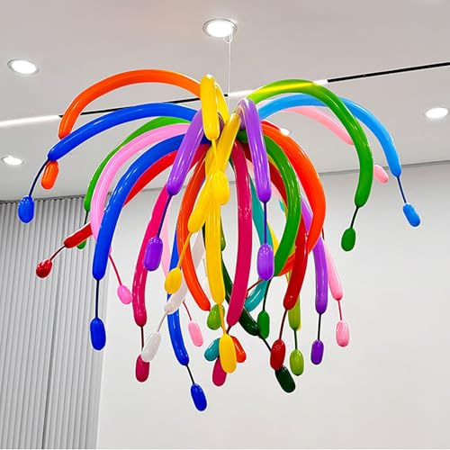 Tourima Lot de 50 ballons à modeler en forme de feux d'artifice - Grands ballons à l'hélium multicolores - Pour anniversaire, mariage, décoration de fête