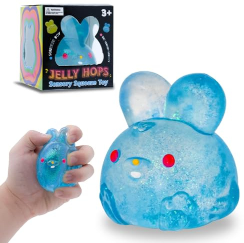 Squishy Fidget Toys, Glitter Hase Stressball Quetschball Squishy, Anti Stress Bälle für Erwachsene Kinder, Sensorik Anti Stress Spielzeug Squishies zur Linderung von Angstzuständen