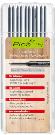 Pica Spezial Ersatzminenset 4050 I für Pica Dry 3030 Tieflochmarker | 10 Grafit-Minen Spezialhärte H I 2,8 mm I feine, präzise Markierungen I für fast alle Oberflächen