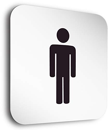 Türschilder24 Aluminium- Türschild • Herren Toilette • In der Größe 150 x 150mm • Besonderheit: unsichtbare 5mm Abstandhalter verleihen dem Türschild einen schwebe Effekt
