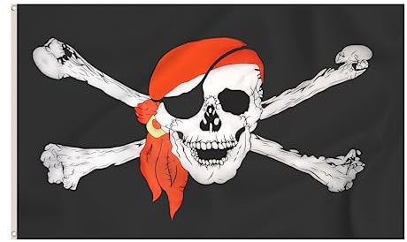 Storm&Lighthouse Piratenflagge mit rotem Bandana, Totenkopf und gekreuzten Knochen, Jolly Roger Piratenflagge, Bandana, Flaggen, 1,5 x 0,9 m, mit Ösen, Partydekoration, Piratenzubehör