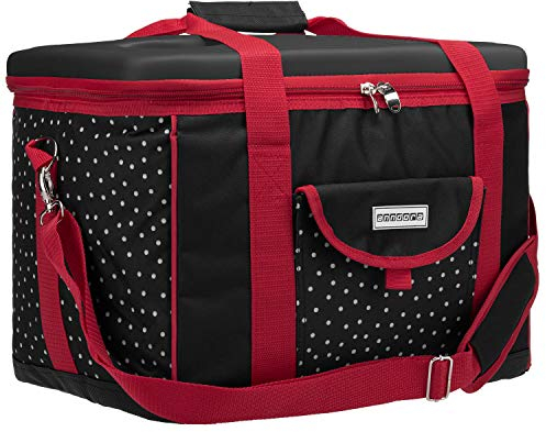 anndora Kühltasche XL schwarz weiß gepunktet 40 Liter - Kühlbox Isoliertasche Picknicktasche