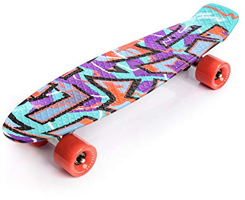 Skateboard Plastic Cruiser Ridge Mini Skate 22/56cm Planche a roulettes Vintage Complet (Graffiti)