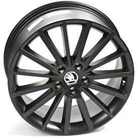 Skoda 5E0071498ZG6 - Llanta de aluminio Turini de 18 pulgadas Tuning Sport Llanta 7,5JX18 ET51 5x112, llanta de aleación de aleación, color negro mate, media
