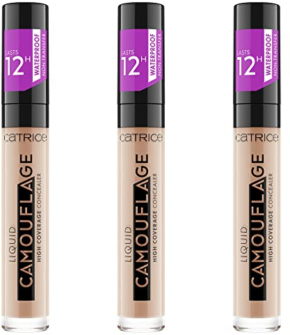 Catrice Liquid Camouflage High Coverage Concealer (3x5ml), flüssig Make-up Abdeckstift, wasserfest, 12h Deckkraft Nr. 010 Porcellain