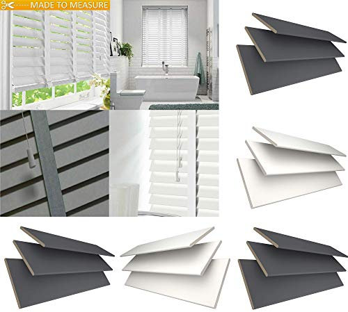 Optimal Products Made To Measure Faux Wood Venetian Blinds Window Blinds 50mm Slats Cut To Size With Tape,Fitting Included Easy Fit (Dark Grey, 90 x 150 cm)