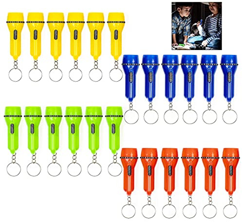 XLKJ 24Pcs Linterna LED Infantil de Bolsillo, Mini Linternas Llavero para Niños, Mini Lámpara con Luz para Acampar, Mini Linterna de Juguete para Navidad Regalos de Fiesta