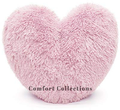 Cuddly Teddy Bear Fleece Super Soft 3D Heart Shape Fluffy Filled Cushion Cosy & Warm Home Decoration Gift For Loved One Valentine Day 100% Polyester Heart Cushion Pink 38cm x 38cm Approximate