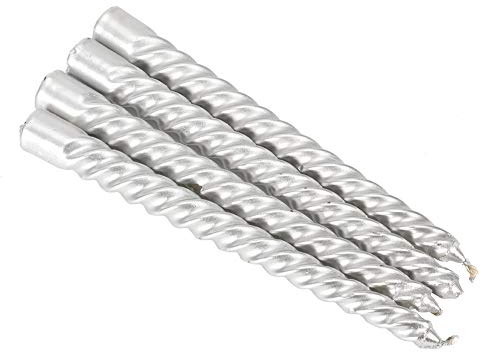 FASJ Velas largas, velas cónicas 4 piezas para Navidad, bodas, decoración del hogar (plata, sin perfume)