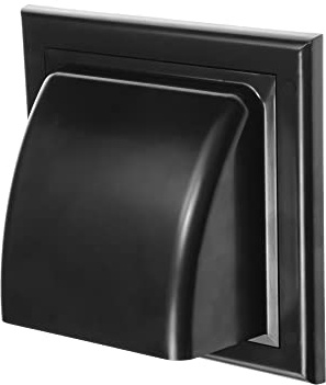 AWENTA Ø100 mm Abluftgitter, Schwarz ABS-Kunststoff, mit Rückschlagventil - Trockneröffnung - Abluftöffnung - Außenlüftungsabdeckung - Ø 10 cm (19 x 19 cm), Schwarz.