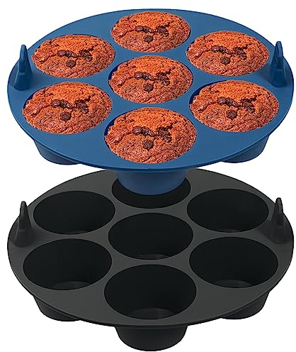 Webake 2PCS Silicone Muffin Pan for Baking 7 Cavity Air Fryer Silicone Cupcake Pans Non Stick Food Grade and BPA Free Muffin Tins Baking Cups