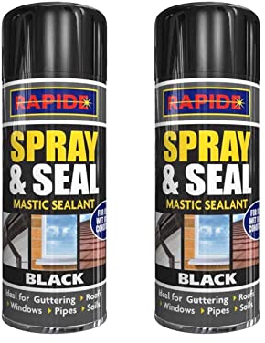 PNJB, Black Spray, Seal Mastic Black Spray, Repair Cracks Roofs Window, Paint Sealant Roof Window Pipes Guttering, Superior Long Lasting Seals, Seal Fix Waterproof Mastic Sealant 400 ml (2 PCS)