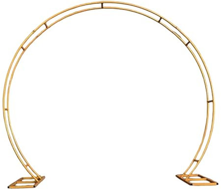 Trimming Shop Gold Dual Circle Arch Stand 2.6m x 2.2m Party Background Decoration Gold Metal Arch Frame Round Garden Arbors for Wedding Reception Valentines Baby Shower Engagement Birthday Decor