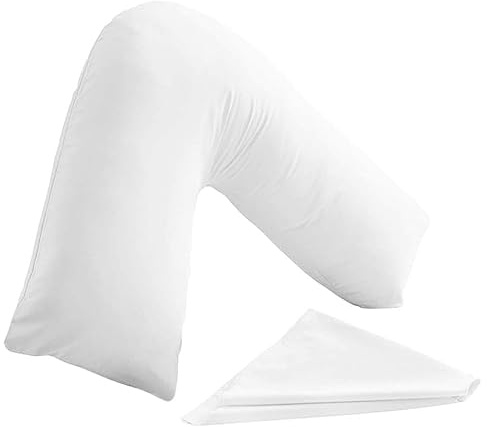 Latchini V Pillow with White Pillowcase Extra Soft Hollowfiber Filling, V-Shaped Pillow for Supreme Neck & Head Support, Ideal for Maternity Pregnancy and Nursing Support