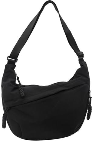 Lebartm Umhängetasche Damen Halbmond Crossbody Nylon Schultertasch Tote Bag Tasche mit Reißverschluss Wasserdicht Shopper für Täglich Arbeiten Freizeit