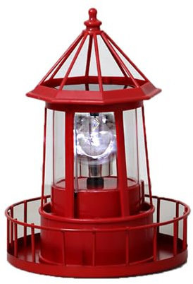 LIFTATAPA Faro a LED ad energia solare, rotante a 360 gradi, impermeabile IP66, lampada LED a energia solare, torri, statua per esterni, giardino, vialetto, patio (rosso)