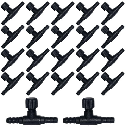 FUIPVGI 20 STÜCKE Aquarium Luftschlauch Ventil Aquarium Luftschlauchverbinder Aquarium Luftventil Luftpumpe Regelventile Aquarium-Luftregelventile für 5 mm ID-Luftschläuche Für Aquarien (Schwarz)