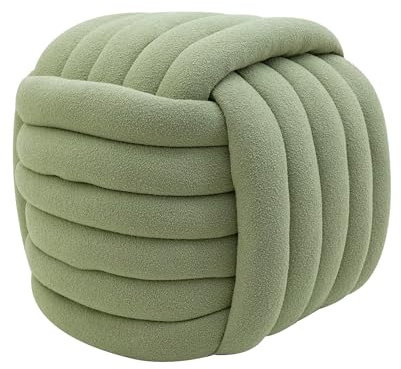 Rebecca Mobili Fußbank Pouf, Moderner Hocker Pouf, Grün, Polyesterstoff MDF, Knäuel-Design, Gepolstert, Dekorativ - Maße HxBxT: 45 x 50 x 50 cm - Art. RE7051